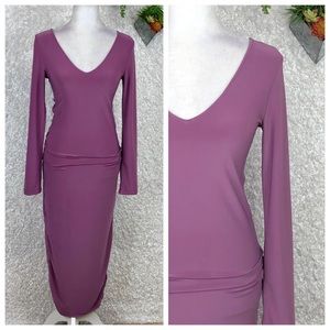 Abi Ferrin Lilac Long Sleeve Ruched Maxi Dress Size M